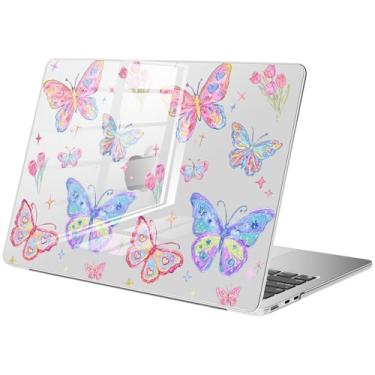 Imagem de BlHMCASE Capa compatível com MacBook Air de 15 polegadas 2025 2024 2023 versão M3 A3114 M2 A2941, capa rígida protetora de borboleta fofa para Mac Air 15