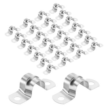 Imagem de PATIKIL Braçadeiras de conduíte de suporte em U de 2/7.6 cm, tira de tubo rígido de aço inoxidável de 30 peças para fixação de cabos de tubulação de água, mangueiras, tubos de combustível, prata