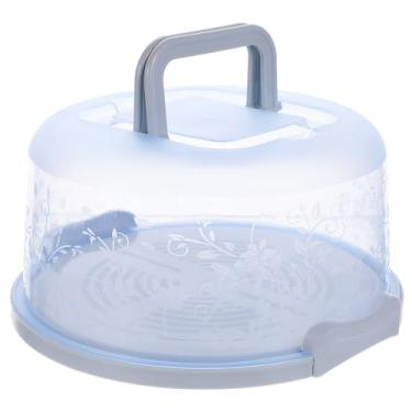 Imagem de Amosfun Suporte Portátil Para Bolo Com Alça E Tampa - Bandeja Redonda Cupcakes Em Caixa De Plástico Fácil Transporte Armazenamento, 9,84 X 5,11 Pol.