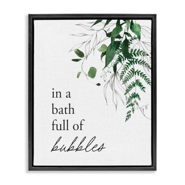 Imagem de Stupell Industries Arte de parede em tela flutuante com moldura preta para banho de espuma com folhagem floresta, design por Lettered and Lined, 53 x 43 cm