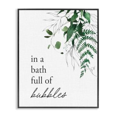 Imagem de Stupell Industries Floresta Folhagem Bubble Bath Arte Giclée emoldurada preta, design por Lettered and Lined, 14 x 11