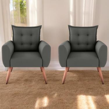 Imagem de Jogo De Poltronas Decorativas Emma Suede Cinza