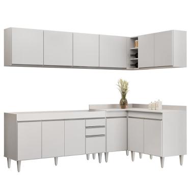 Imagem de Armário De Cozinha Modulado De Canto 6 Peças Cp31 Balcão Sem Tampo Branco - Lumil