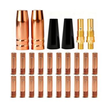 Imagem de Ponta de contato .035 11-35 + bocal sem gás KP1939-1 + bocal de gás 21-50 + difusores 35-50 kits compatíveis com Lincoln Magnum 100L K530 e Tweco Mini/#1 Flux Core MIG Eastwood e mais pistola de