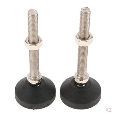 Imagem de barenx Pacote com 4 peças de niveladores de móveis de aço carbono deslizam para mesa, cadeira, bancada de trabalho com placa de base em 50 mm de diâmetro - 50-M12 x 100 mm