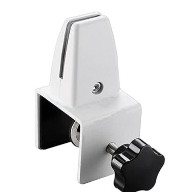 Imagem de barenx Braçadeira de suporte de mesa de escritório, divisória, metal, ajustável, divisória, braçadeira, painel de braçadeira, grampo fixo para proteção transparente - Manual branco