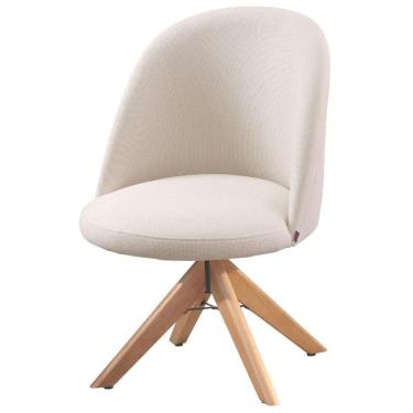 Imagem de Cadeira Karine Linho Areia Com Base Giratória Em Madeira