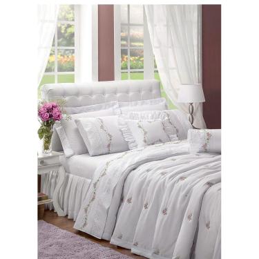 Imagem de Cobre Leito Queen 200 Fios Bouquet Branco 6pçs