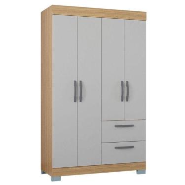 Imagem de Guarda Roupa Solteiro Tóquio 4 Portas Damasco Off White - Poquema