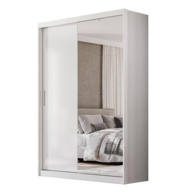 Imagem de Guarda Roupa Casal Riva 2 Portas Deslizantes Flex Branco Com Espelho - Demóbilez Branco