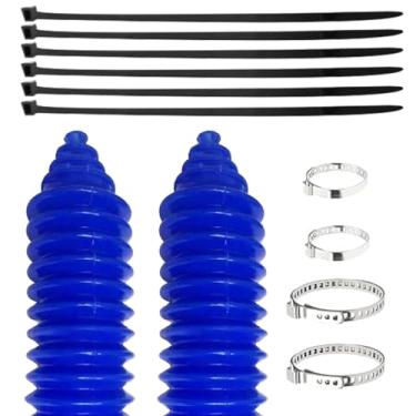 Imagem de UHANBUT 2 peças de botas de silicone para haste de direção e pinhão, à prova d'água e à prova de poeira com braçadeiras C e braçadeiras de cabo, botas de pinhão de polaina, acessórios de proteção do