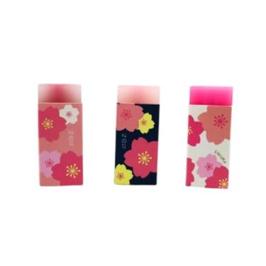 Imagem de 3 peças de borrachas de borracha rosa adoráveis flores de cerejeira Sakura pintura esboço lápis ferramenta de correção escola escritório papelaria suprimentos padrão borrachas lápis