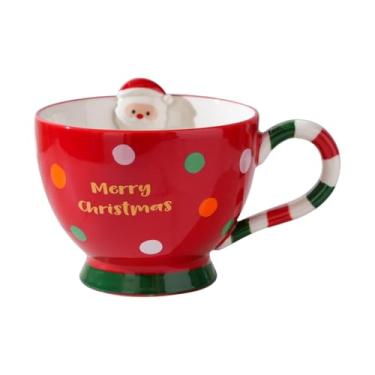 Imagem de DimyFew Caneca de Natal em Cerâmica, Caneca para Bebidas, de Café Festiva, para Água, para Chocolate Quente para Uso Doméstico, Vermelho