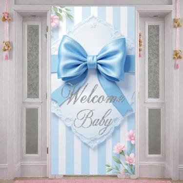 Imagem de Faixa de chá de bebê com laço rosa It's A Girl Welcome Baby Bow Banner (Blue Bow Baby)