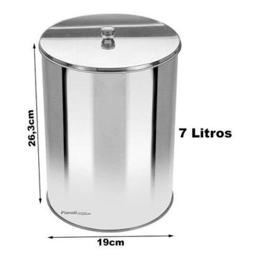 Imagem de Lixeira Office Redonda Com Tampa Em Aço Inox 7L - Or2