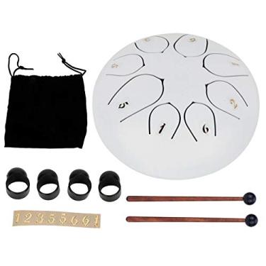 Imagem de Tambor de língua de 6 polegadas, tambor etéreo de 8 tons com instrumento de percussão de baqueta (Branca)