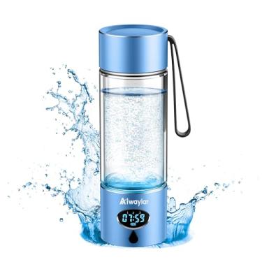 Imagem de Aiwaylar Garrafa de água de hidrogênio – portátil, recarregável, temporizador de LED, 3 modos de trabalho, alumínio e vidro, 360 ml, máquina ionizadora de água de hidrogênio com tecnologia PEM/SPE