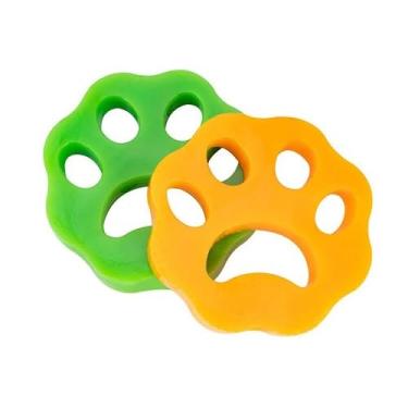 Imagem de Removedor de Pelos para Animais de Estimação, Silicone, Laranja e Verde, 8 x 7,5 cm, 2 Peças, Reutilizável, para Roupas, Lençóis, Sofá e Máquina de Lavar
