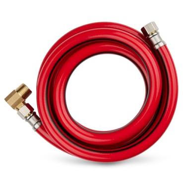 Imagem de 1 PACOTE Niikappu Mangueira de Lava-louças de PVC Vermelho de 1,8 m com Cotovelo MIP 90 Graus 3/20.3 cm, Linha Comp de Abastecimento de Água de 90 Graus