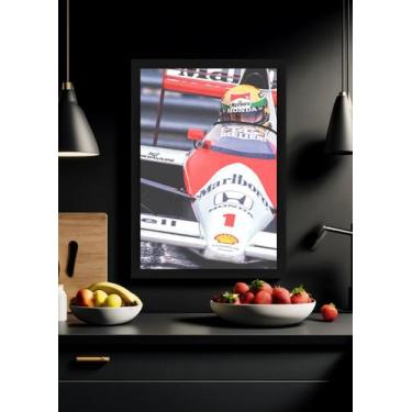Imagem de Quadro Ayrton Senna Lenda com Vidro e Moldura Preta Tam:A4 - Spark Loj