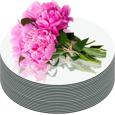 Imagem de LUDEOU 13 peças de espelhos redondos para centros de mesa de centro de mesa de 2 mm de espessura, espelhos circulares, bandejas, placas, placa de vela espelhada para decorações de mesa de casamento