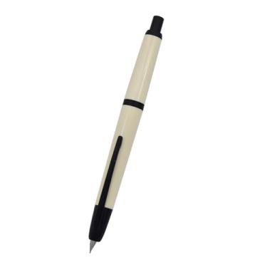 Imagem de Caneta-tinteiro Jinhao 20 Press, caneta-tinteiro acrílica retrátil, ponta fina (0,5 mm) com conversor de tinta, branco marfim (clipe preto)