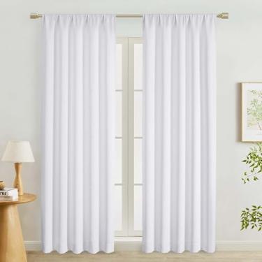 Imagem de Lecloud Cortinas brancas puras de 213 cm de comprimento, 2 peças, cortinas de quarto com filtro de luz para sala de estar, sala de jantar, cortinas modernas com isolamento térmico, para tratamento de