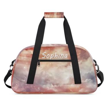 Imagem de Bolsa esportiva personalizada, céu estrelado, bandeira americana, com nome, bolsa de dormir personalizada, bolsa de fim de semana, bolsa de treino para dança, balé, academia, ginástica, mala de viagem