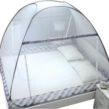 Imagem de Rede Mosquiteiro Tenda para Cama Casal NET – Tela Favo de Mel, Portátil, Várias Entradas, Branco/Cinza(Branco/Cinza,200x120)