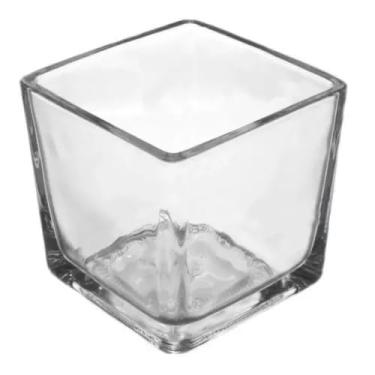 Imagem de Vaso de Vidro Quadrado 10x10cm – Decoração Elegante para Mesa, Escritório, Sala e Arranjos de Flores