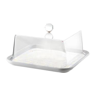 Imagem de Ioensy Capa de bolo de acrílico à prova de poeira, suporte para bolo, caixa de exposição de padaria transparente, cúpula de alimentos isolada para queijo, Square Gold L