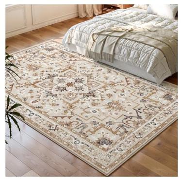 Imagem de SPXMQSS Tapetes para sala de estar, tapete lavável para quarto, macio e antiderrapante, resistente ao desgaste para quarto, sala de jantar, cabeceira, corredor A 120 x 200 cm