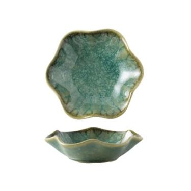 Imagem de prato de lanche Bandejas de cerâmica para imersão para decoração mesa, utensílios cozinha para casa tigela de sopa(Dark Green)