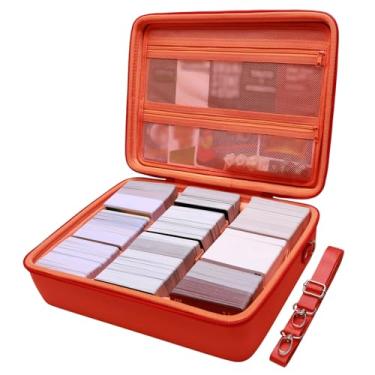 Imagem de L LTGEM Estojo Para Jogos De Cartas Compatível Com Cards Against Humanity/Magic The Gathering/Uno/Pokemen/Beisebol/Futebol Americano 3000+, Caixa Armazenamento Troca 6 Divisórias E Alça Ombro, Laran