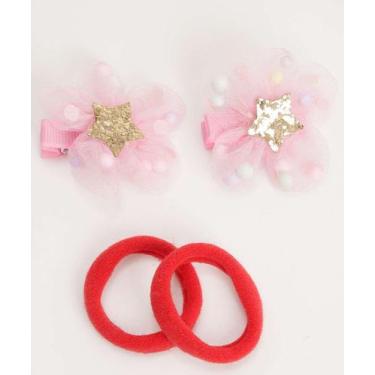 Imagem de Kit 4 Peças Presilhas E Elásticos De Cabelo Infantil M-04240 - MARISA,