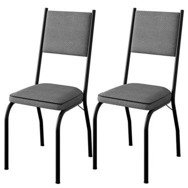 Imagem de Kit 2 Cadeiras Tubular Europa 258 Preto Assento Platina Artef Platina