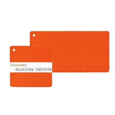 Imagem de Pacote com 6 tapetes de silicone para trivetes, almofadas quentes resistentes ao calor, tapetes de cozinha seguros para lava-louças, suportes de panela sem BPA para mesa, bancada, fogão, design de