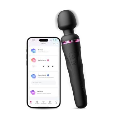 Imagem de LOVENSE Domi 2 Massageador Clássico para mulheres, varinha vibradora clássico, estimulador poderoso e silencioso com cabeça rotativa dupla, controle de aplicativo de telefone Bluetooth Preto
