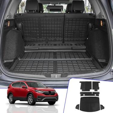 Imagem de Rongtaod Fit 2017-2022 Honda CRV Trunk Mat Cargo Liner Rear Trunk Liner TPE All Weather Seat Back Cover Protector 2021 CR-V Accessories (Trunk Mats + Backrest Mats)