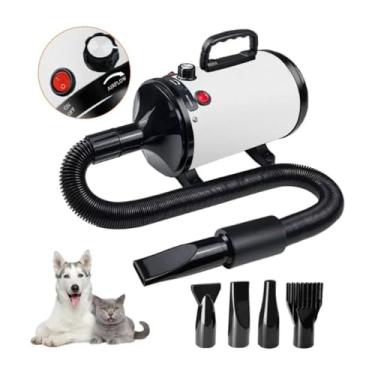 Imagem de FINYQBET Soprador Secador Para Pets - Secador Profissional 3800W com 4 Bicos, Ajuste Contínuo de Velocidade (50-120 m/s) e Temperatura (35-65°C), Ideal para Tosa de Cães, Gatos em Salões e Casa (Branco, 110V)