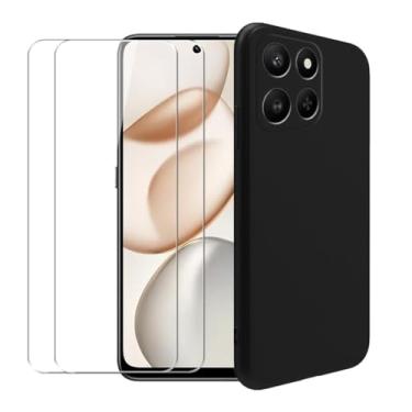 Imagem de WDMYLFTW Capa para Honor X7d 5G + [pacote com 2] película protetora de tela de vidro temperado - Capa protetora de TPU (preta)