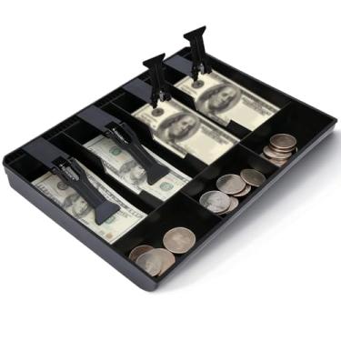 Imagem de Bandeja de inserção de gaveta de caixa registradora 4 notas 3 moedas, 32 x 24,4 x 3,5 cm, bandeja de dinheiro, caixa registradora, bandeja organizadora de armazenamento, gaveta organizadora para