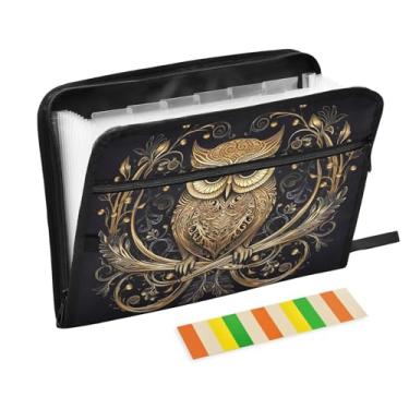 Imagem de Wassud Coruja dourada com 13 bolsos, organizador de arquivos sanfonados, pastas expansíveis com abas e adesivos, organizador de pastas de documentos de recibo de papel tamanho carta A4 para viagens de