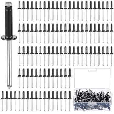 Imagem de LEIFIDE 400 peças de 3/40.6 cm x 3/10.2 cm rebites de três dobras sortidos de alumínio triplos rebites explodindo pop estilo lâmpada para caiaque naval barcos edifícios recipientes (preto)