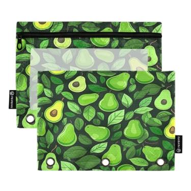 Imagem de Wassud Pacote com 2 pastas de fichário de abacates verdes com 3 furos, pasta organizadora de arquivos para casa, escritório