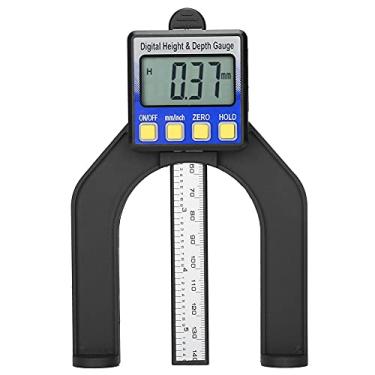 Imagem de Hyuduo Medidor de Digital, Régua de Profundidade de Plástico de Engenharia Com Base Magnética 0-80 Mm, Redefinição Zero Precisa para Medições de Marcenaria e Serra de Mesa