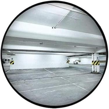 Imagem de FAFACAI Espelho convexo externo espelho convexo de segurança de trânsito, espelho esférico convexo redondo de 60 cm, plástico preto grande angular estacionamento garagem carro espelho de ponto cego