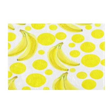 Imagem de Burbuja Tapete de banheiro com bananas amarelas, tapete absorvente extra macio com suporte antiderrapante para banheiro, banheira, chuveiro, 41 x 61 cm