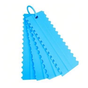 Imagem de Kit 4 Espátulas Alisadoras e Decoradoras de Bolo – Utensílios Profissionais para Confeitaria – Perfeito para Nivelar Coberturas e Alisar Chantilly – Fácil de Limpar (Azul)