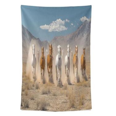 Imagem de STAYTOP Tapeçaria de parede lindos cavalos correndo tapeçarias para decoração de casa decoração de dormitório sala de estar quarto tapete de parede (90 × 60 pol)